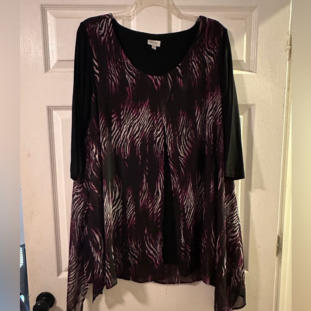 Avenue Black and Purple Tunic Top